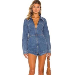 One Teaspoon Blue Denim Long-Sleeve Romper jumpsuit NWT MSRP $289